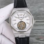 Super Clone Girard-Perregaux Laureato Pave Diamond watch with Real Tourbillon